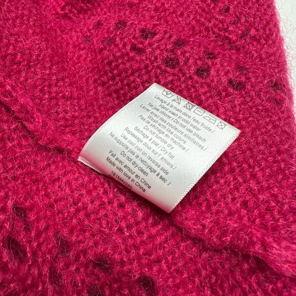 SEZANE Dereck V-Neck Mohair Button Down Cardigan Sweater Magenta Bold Size Small - Picture 7 of 7